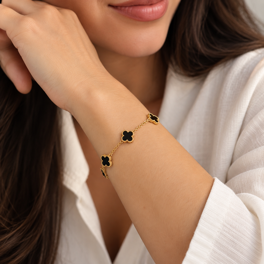 Black Clover Bracelet – 18K Gold Finish