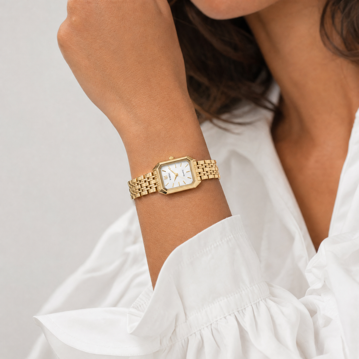 Gold-Tone White Dial Watch