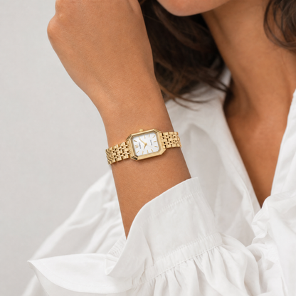 Gold-Tone White Dial Watch