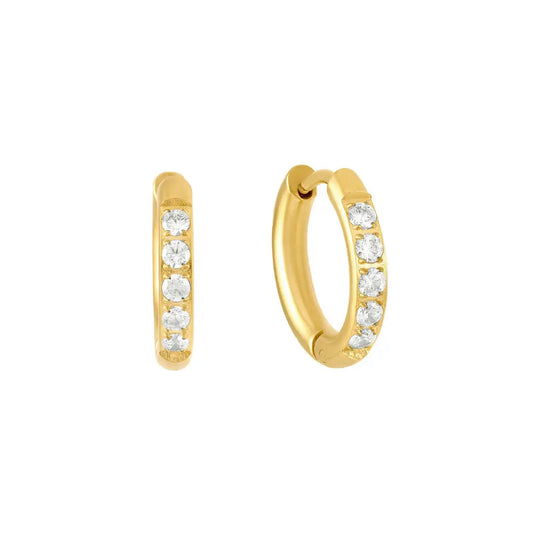 10mm 18K Gold-Plated Sparkling Stone Hoop Earrings