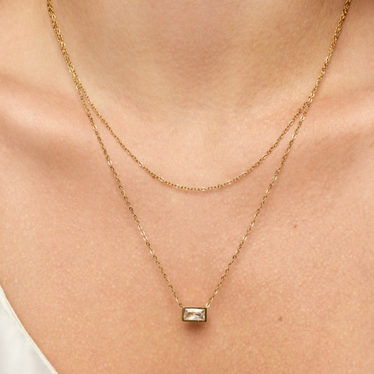 18K Gold-Plated Double-Layer Crystal Necklace