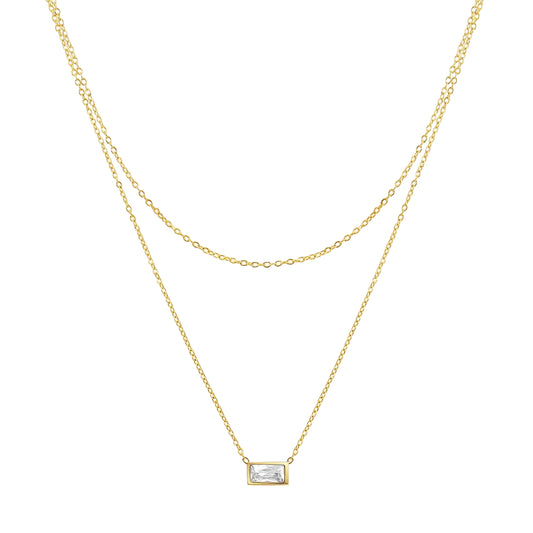 18K Gold-Plated Double-Layer Crystal Necklace