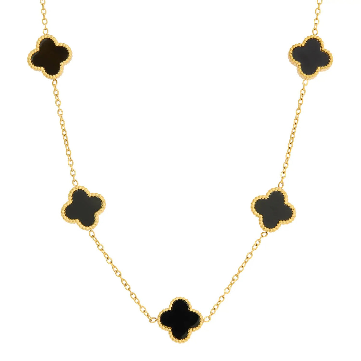18K Gold-Plated Black Clover Necklace