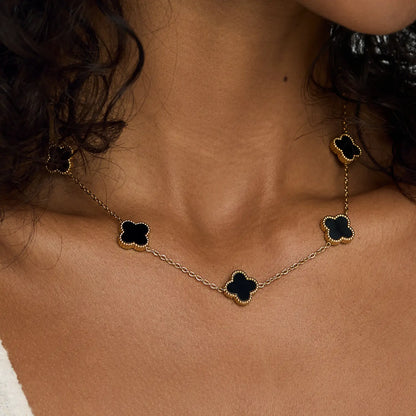 18K Gold-Plated Black Clover Necklace