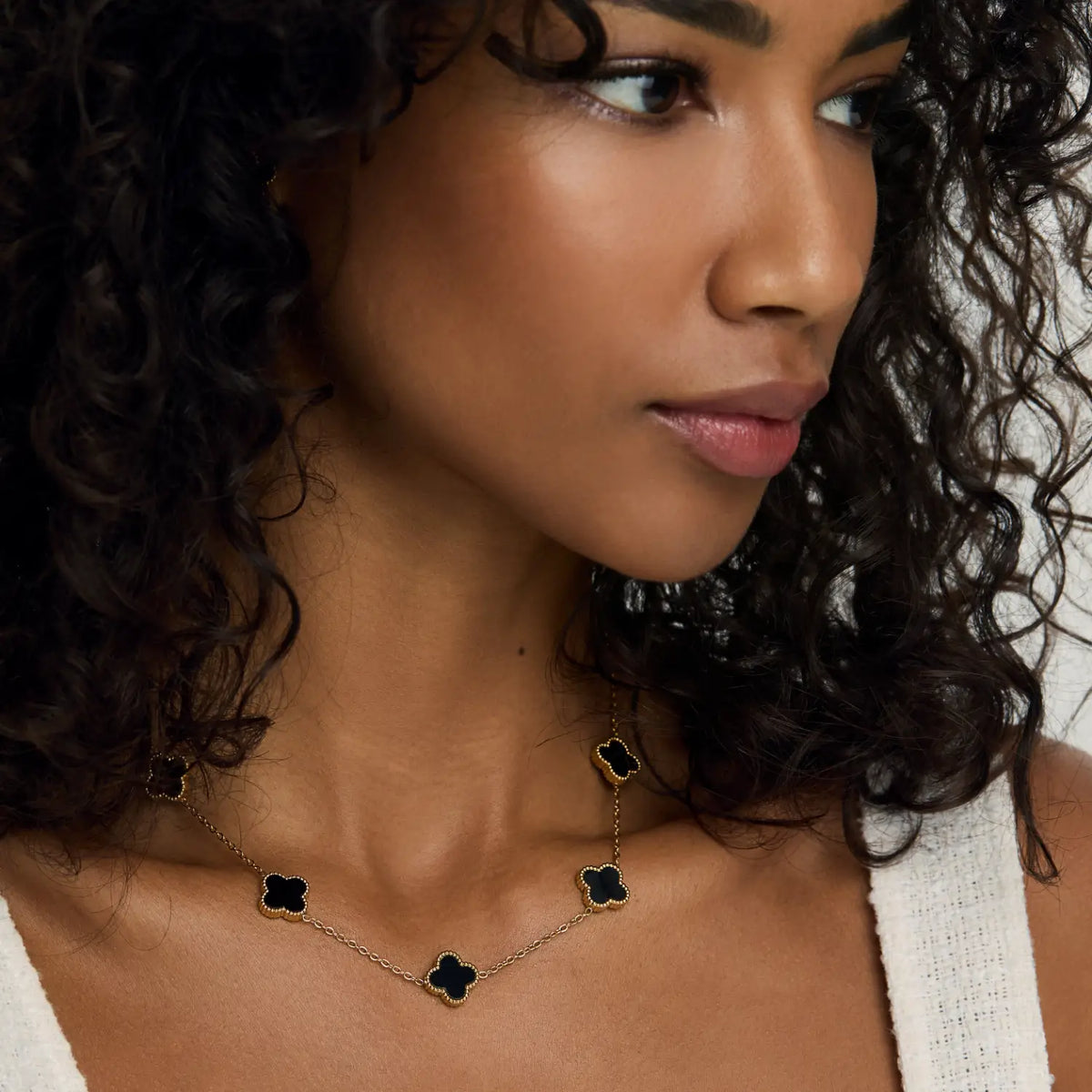 18K Gold-Plated Black Clover Necklace