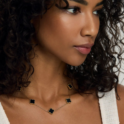 18K Gold-Plated Black Clover Necklace