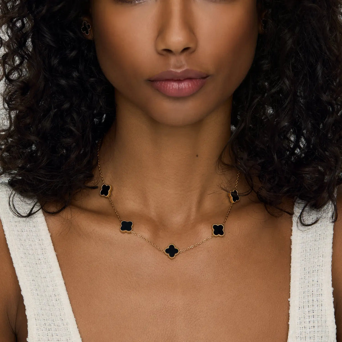 18K Gold-Plated Black Clover Necklace