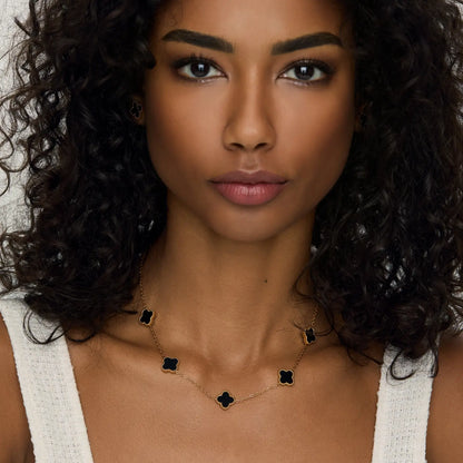 18K Gold-Plated Black Clover Necklace