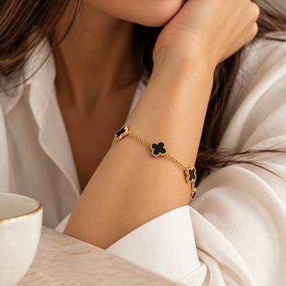 Black Clover Bracelet – 18K Gold Finish