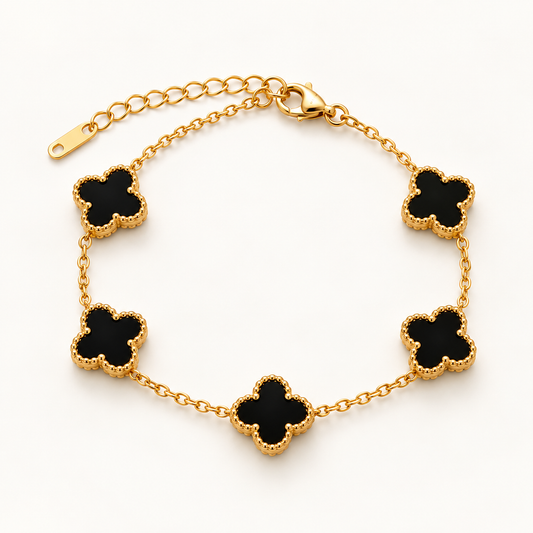 Black Clover Bracelet – 18K Gold Finish
