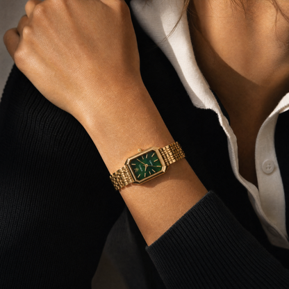 Gold-Tone Green Dial Watch