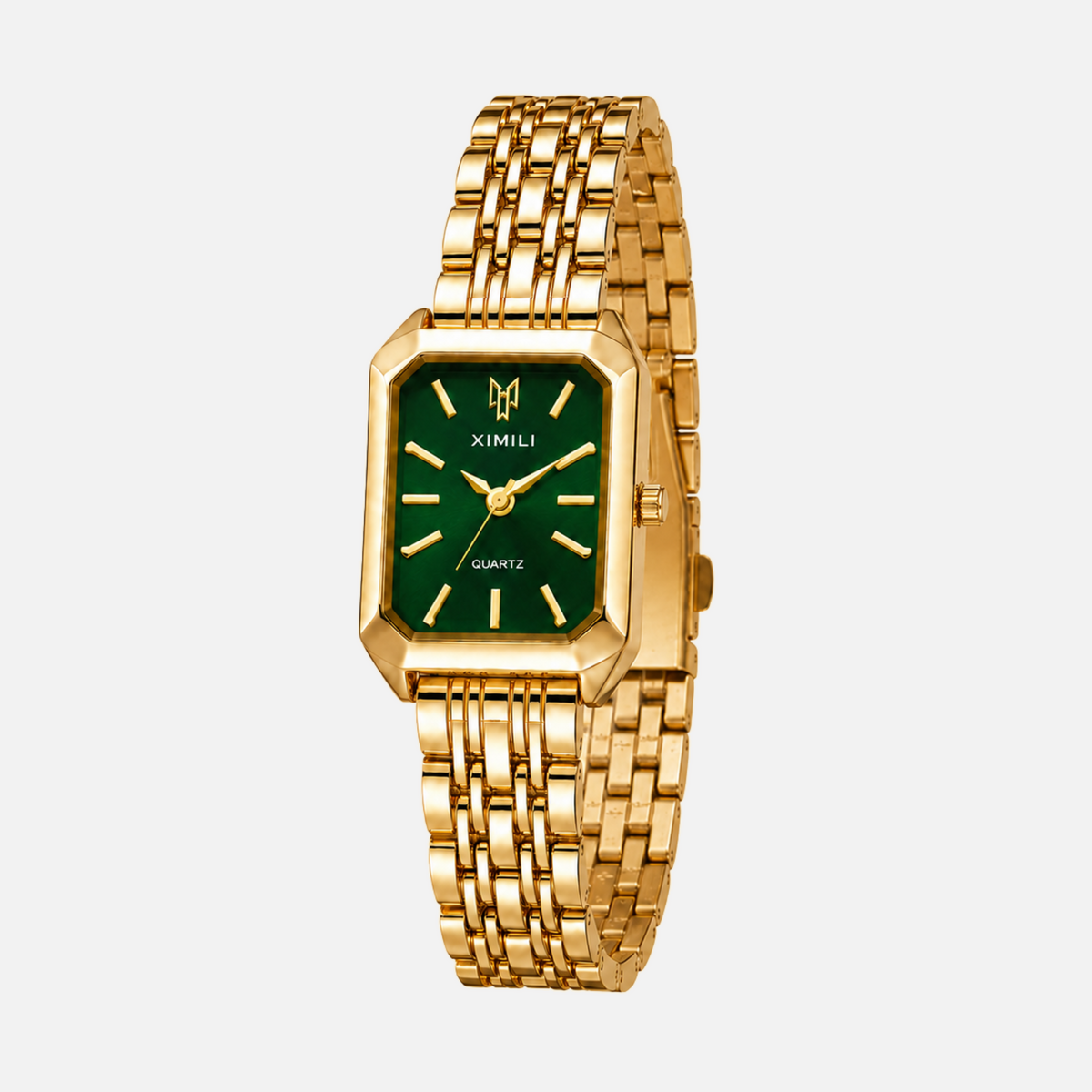 Gold-Tone Green Dial Watch