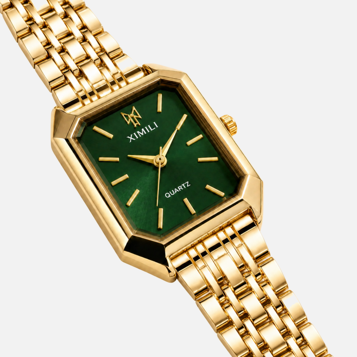 Gold-Tone Green Dial Watch