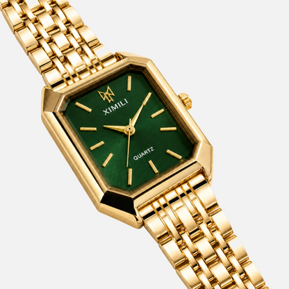 Gold-Tone Green Dial Watch