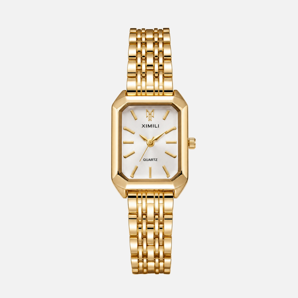 Gold-Tone White Dial Watch