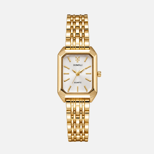 Gold-Tone White Dial Watch