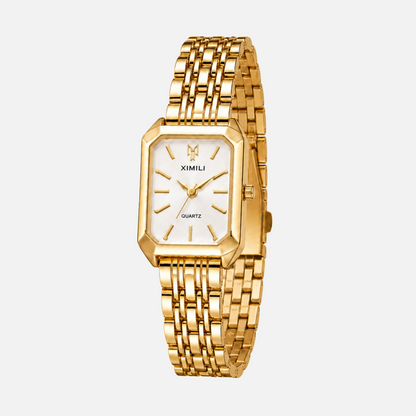 Gold-Tone White Dial Watch