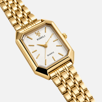 Gold-Tone White Dial Watch